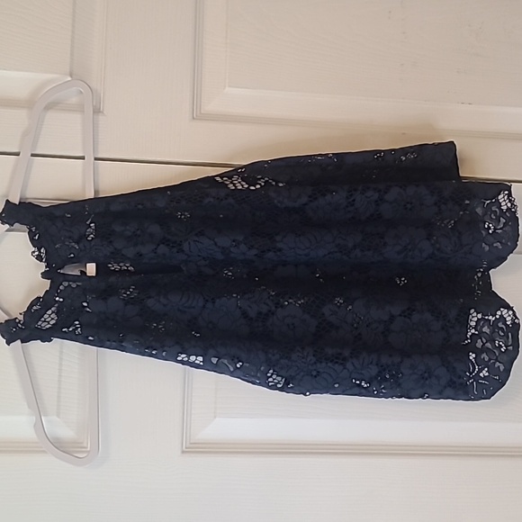 Free People Sweet Meadow Dream navy sheer lace halter top size Medium - Picture 6 of 7